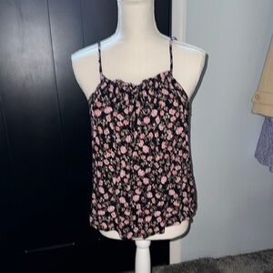 Floral Black and Pink Women's Top sz small